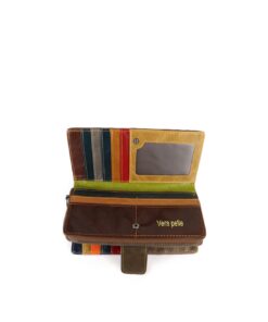 Portofel multicolor din piele naturala impletita