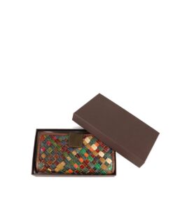 Portofel multicolor din piele naturala impletita