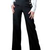 Pantaloni eleganti dama cu talie inalta si nasturi