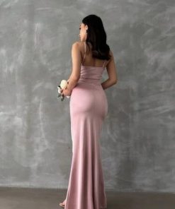 Alternative view of Rochie eleganta lunga roz pudra