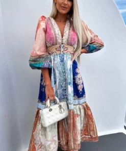 Alternative view of Rochie de vara vaporoasa multicolora