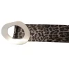 Curea piele dama animal print argintiu