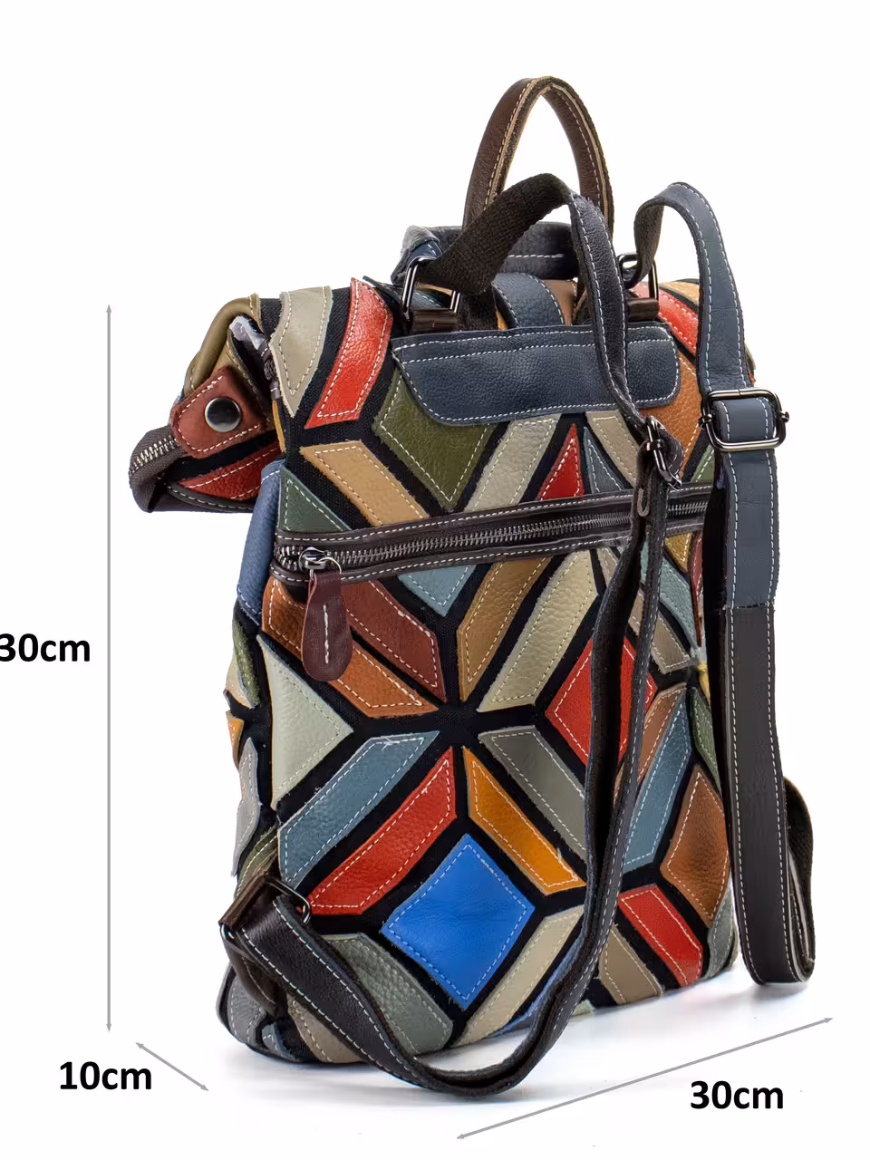 Rucsac dama colorat geometric piele - imagine 2