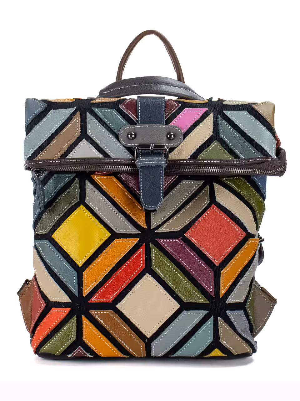 Rucsac dama colorat geometric piele