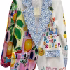 Sacou oversize dama alb multicolor La Dolce Vita