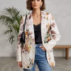 Sacou dama oversize alb imprimeu girafe floral