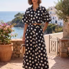Compleu dama elegant de vara negru cu buline albe